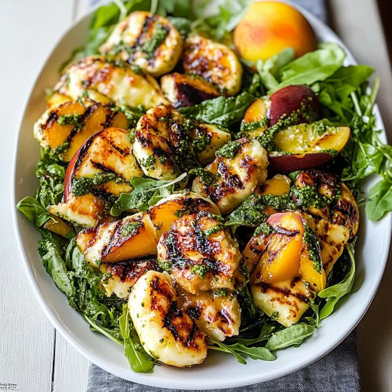 A bowl of food with peaches, spinach, and other vegetables.