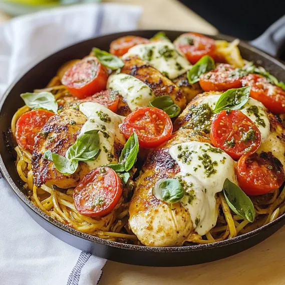 A plate of food with tomatoes and cheese.