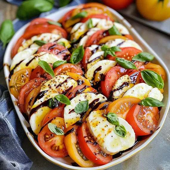 A bowl of food with tomatoes and cheese.