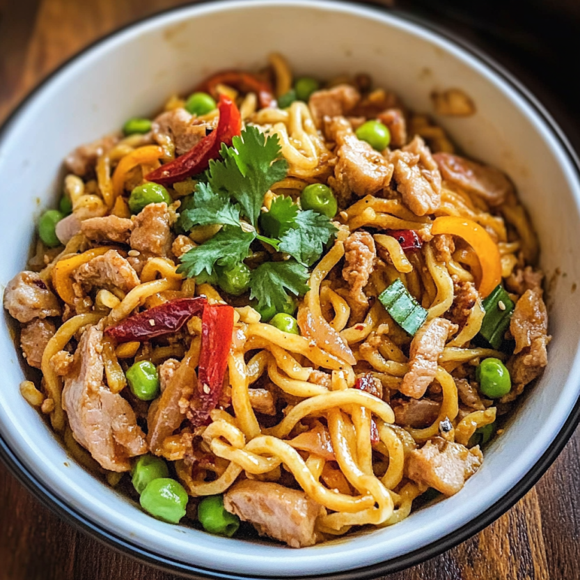 Une assiette de spaghetti à la viande épicée.