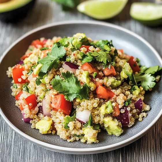 A bowl of food with tomatoes, avocado, and lime.