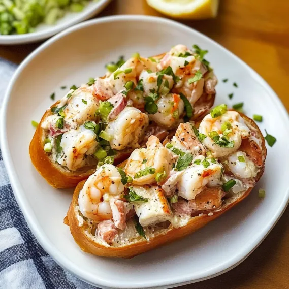 A plate of shrimp and vegetables.