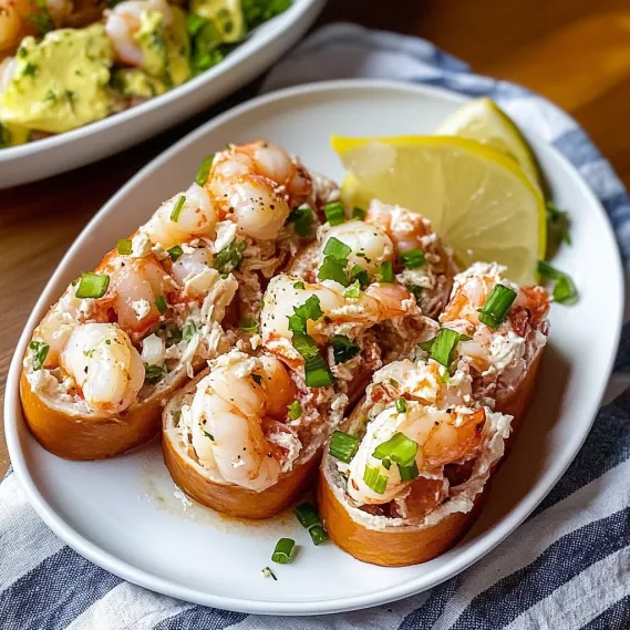A plate of shrimp and lemon wedges.