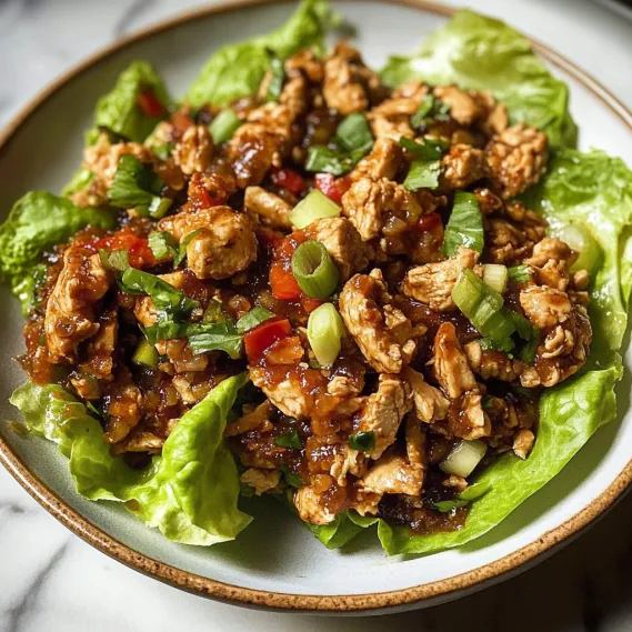 A plate of food with chicken and lettuce.