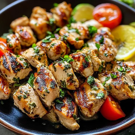 A bowl of chicken and vegetables.