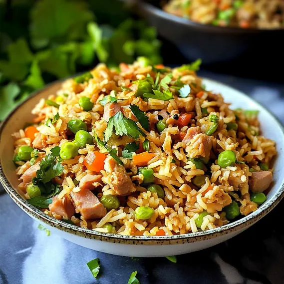 A bowl of rice with peas and carrots.