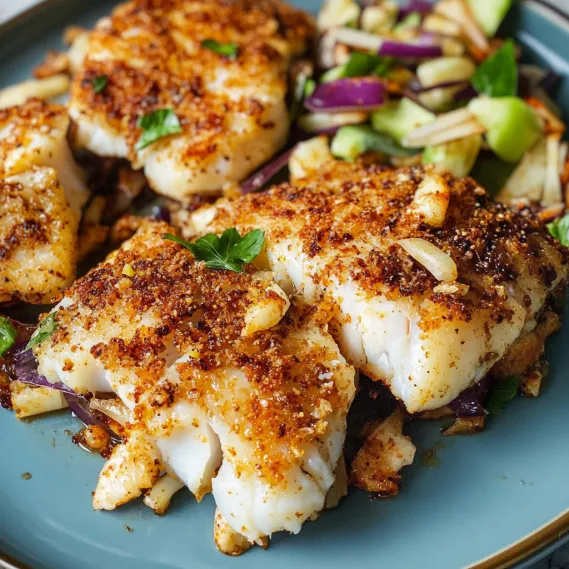A plate of food with fish and vegetables.