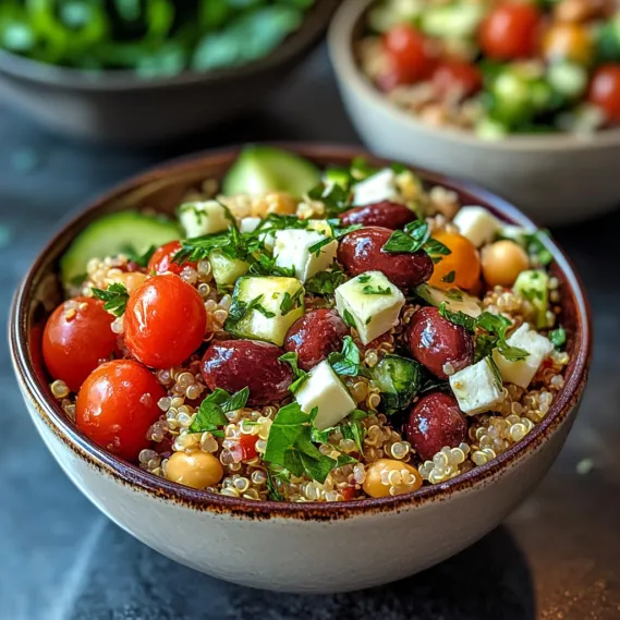 A bowl of food with tomatoes, cucumbers, and cheese.