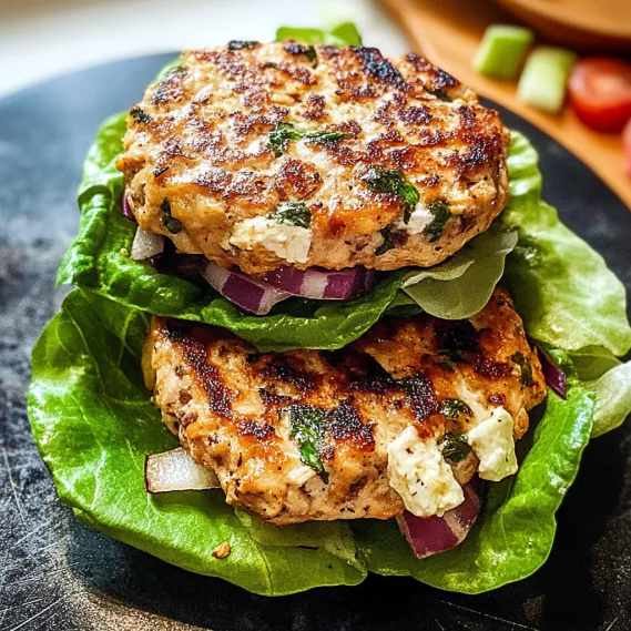 Two chicken patties on a bed of lettuce.