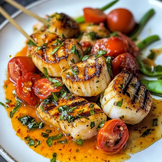 A plate of food with tomatoes, squash, and shrimp.