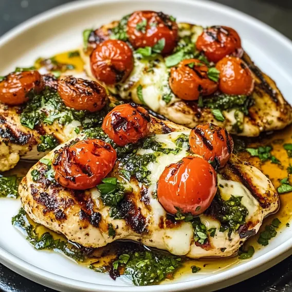 A plate of food with tomatoes and cheese.