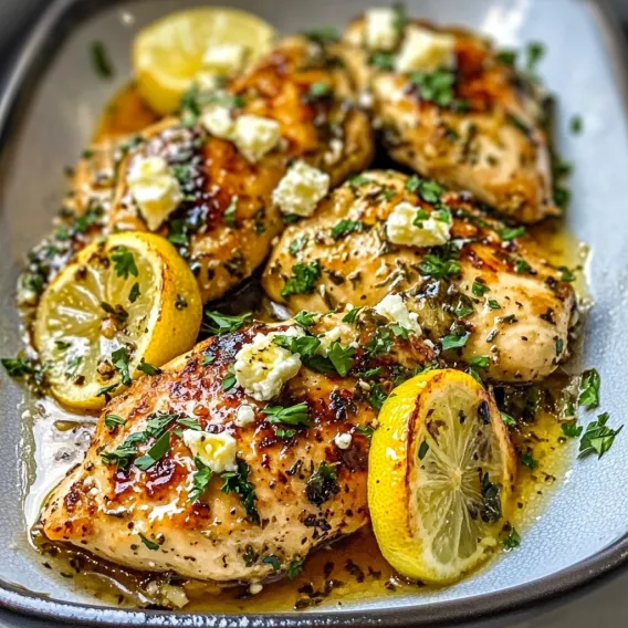 Chicken with lemon and feta.