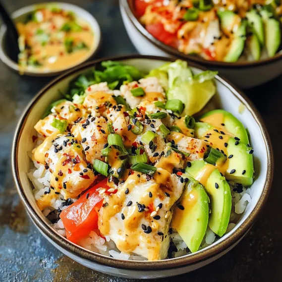 A bowl of food with rice, vegetables, and meat.