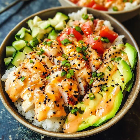 A bowl of food with rice, vegetables, and meat.
