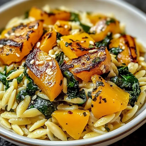 A bowl of pasta with vegetables and spices.