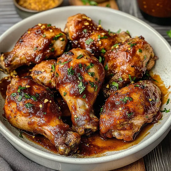 A bowl of chicken wings with sauce.