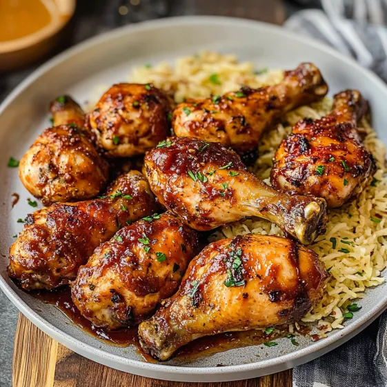 A plate of chicken with rice.