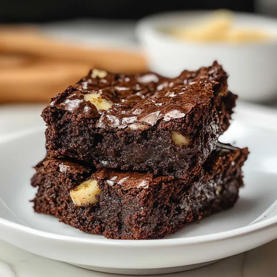A plate of chocolate brownies.