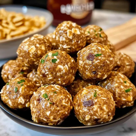 A bowl of balls with green toppings.
