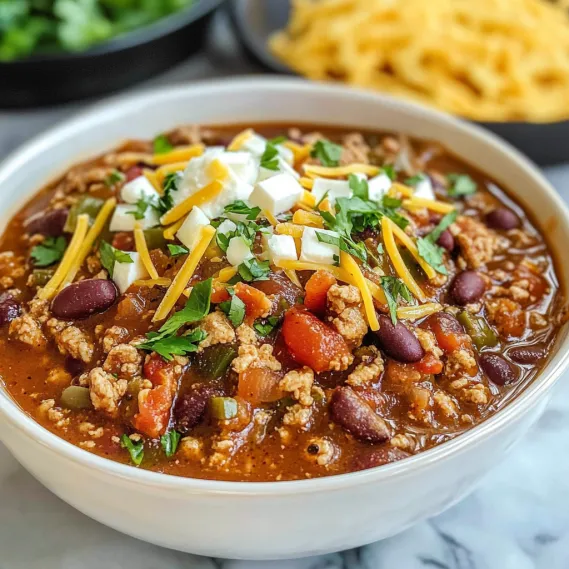 A bowl of chili with cheese on top.