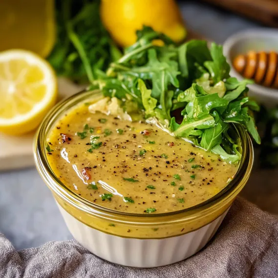A bowl of soup with a lemon wedge on top.