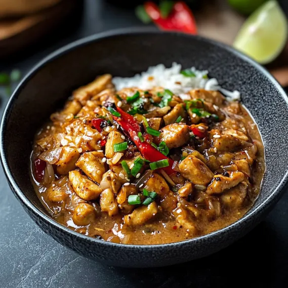 A bowl of food with rice and chicken.