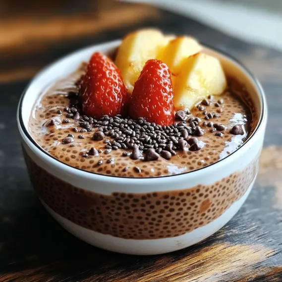 A bowl of chocolate with strawberries on top.