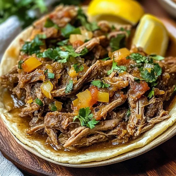 A plate of meat with a lemon wedge on the side.