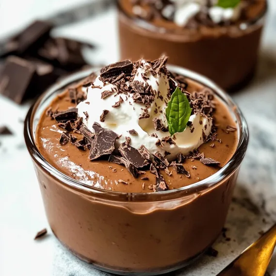 A chocolate dessert with white cream and chocolate chips.
