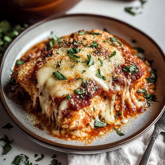 A plate of food with cheese and herbs.