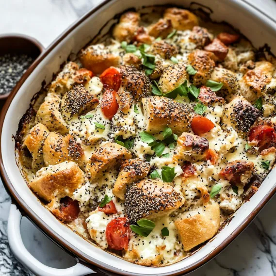 A bowl of food with tomatoes and cheese.