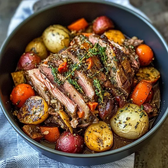 A bowl of meat and vegetables.