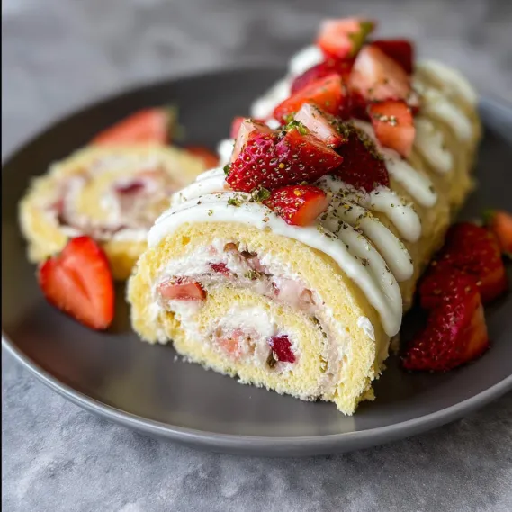 A plate of food with strawberries and cream.