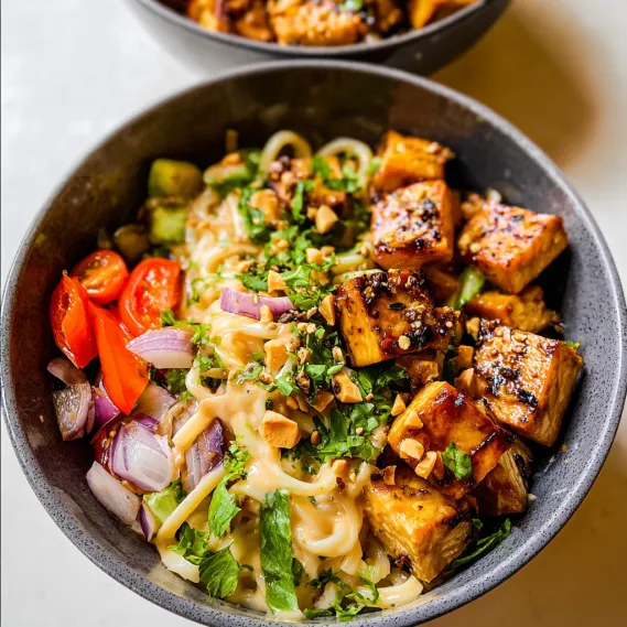 A bowl of food with noodles, vegetables and meat.