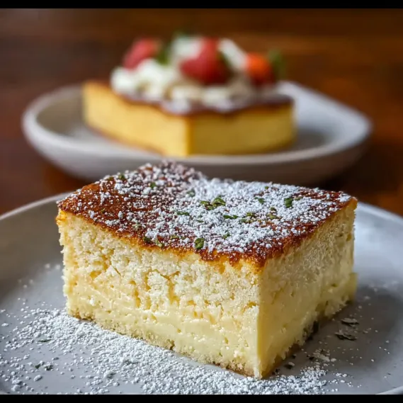 A slice of cake on a plate.
