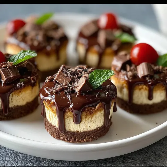 Chocolate desserts with chocolate sauce and mint.