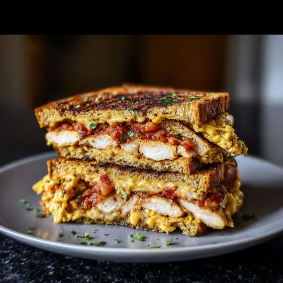 A sandwich with meat and tomatoes on a plate.