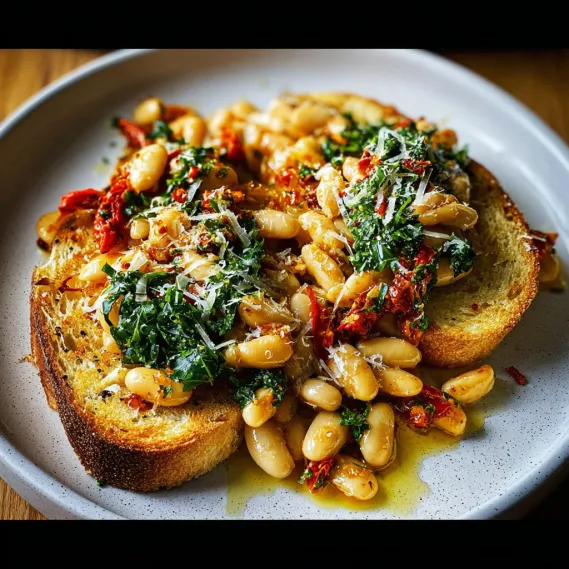 A plate of food with beans, bread, and cheese.