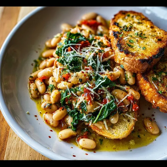 A plate of food with beans, bread, and cheese.