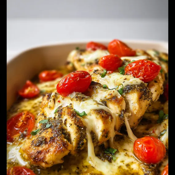 A plate of food with tomatoes and cheese.
