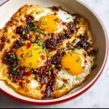 A plate of food with eggs and peppers.
