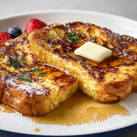 A plate of French toast with butter on top.