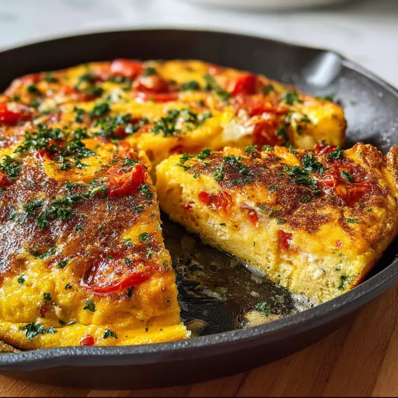 A pan of food with tomatoes and herbs.