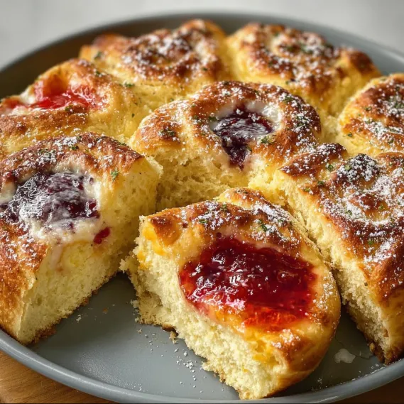 A plate of bread with jelly on it.