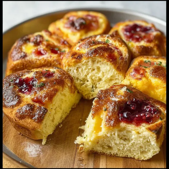 A plate of pastries with jelly.