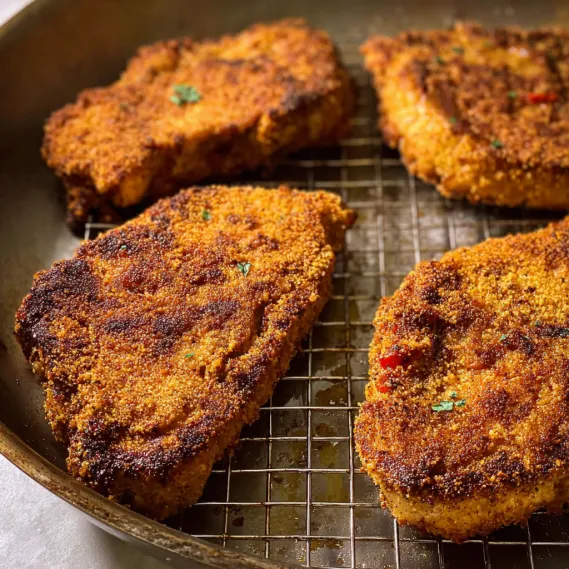A pan of fried chicken.