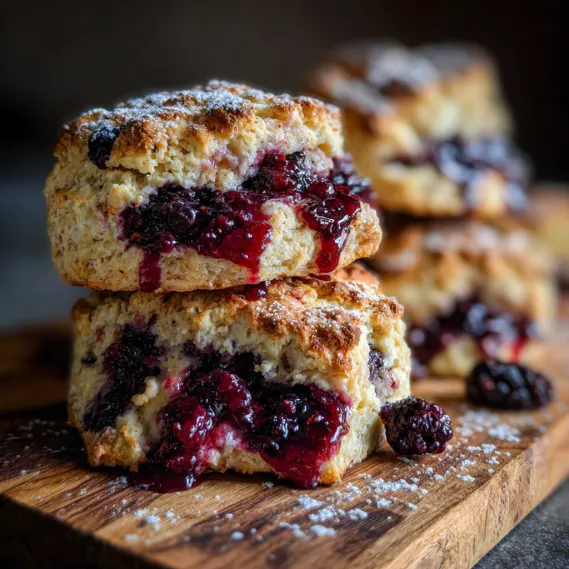 A stack of blueberry muffins.