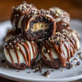 Chocolate and white frosted desserts on a plate.