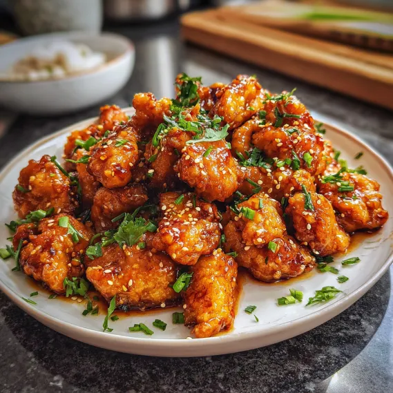 A plate of chicken with sauce on it.