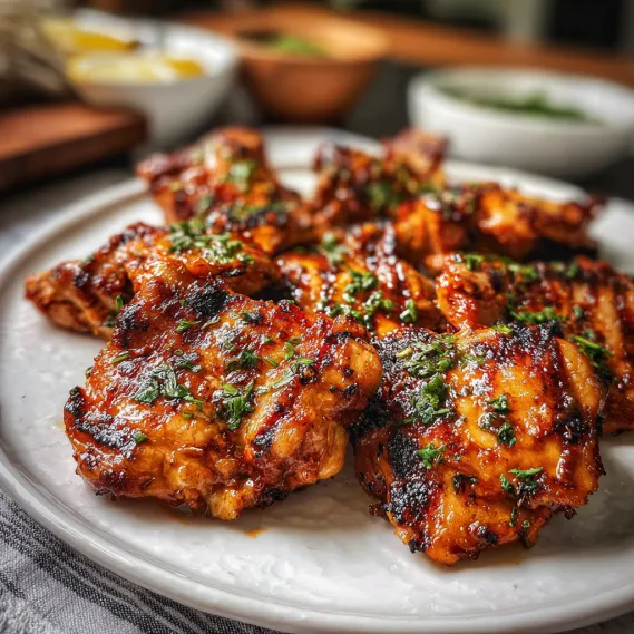 A plate of chicken wings with herbs and spices.